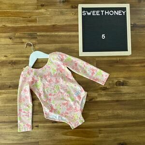 SweetHoney Marley Long Sleeve Bodysuit Caramel Apple Pink Gold Floral Knit 5